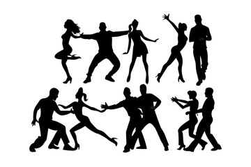 Couple dancing salsa with transparent background latin dance