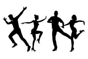 Couple dancing silhouettes on white background dancers 2