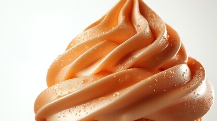 Creamy caramel soft serve ice cream swirl with smooth texture and glossy surface, perfect for dessert menu promotion or food advertising.