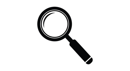 A simple black magnifying glass design focused on detail silhouette