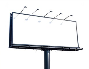 Obraz premium Billboard with blank white space under bright, strong lights