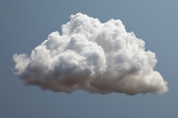 close-up of a fluffy white cloud centered in a grey overcast sky, highlighting soft edges and subtle textures to symbolize tranquility, ideal for nature themes, relaxation media, artistic backgrounds