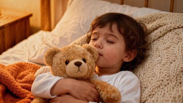 Toddler Hugging Teddy Bear Comfort Security Emotional
