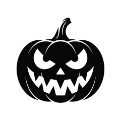 Black silhouette of a spooky halloween jack o lantern