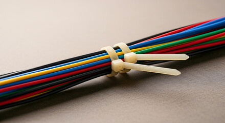 Bundled Colorful Wires with Cable Ties