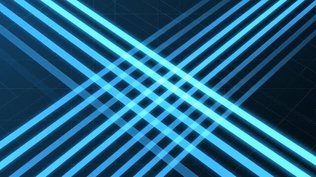 Abstract Background Of Blue Glowing Parallel Lines On Dark Gridded Surface With Subtle Lighting And Simple Clean Design Ideal For Technology Presentations