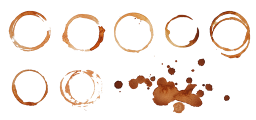 Coffee stains set collection on white. Coffee cup stain isolated.