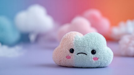 Kawaii cloud plushie with a sweet smiling face