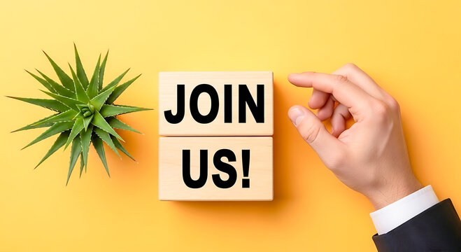 Join Us! Invitation on Yellow Background