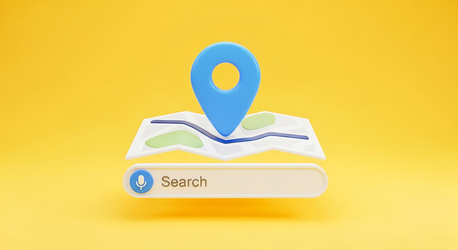 Map Pin & Search Bar on Yellow