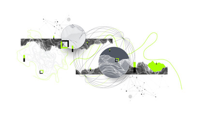 Abstract wireframe background. Modern science art elements. Surface illustration.