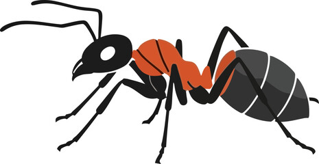 Detailed ant illustration on a dark canvas showcasing meticulous lines and striking colors