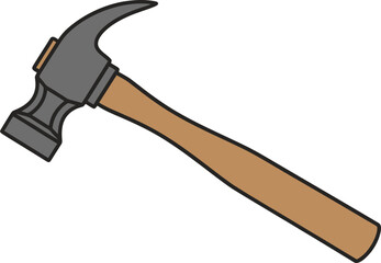 Isolated hammer graphic illustration for woodworking and construction projects concept