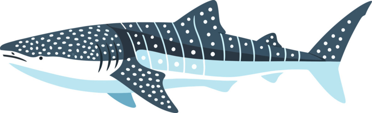Whale shark vector illustration with detailed pattern and black background