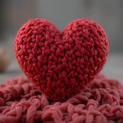 Red woven heart shape and heart symbol.