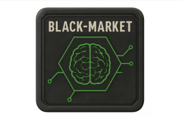 Black-market brain technology concept with transparent background