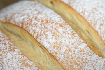 Close up of home made freshly baked bloomer of bread
