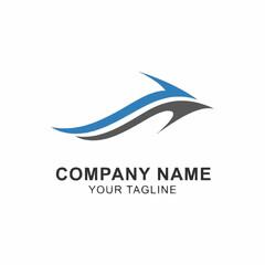 Abstract blue and gray swoosh logo design element for corporate branding.