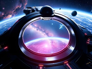 Spectacular Earthview From Futuristic Orbital Command Station
