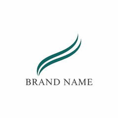 Elegant abstract green wavy lines logo design concept for a brand.