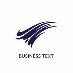 Abstract Blue Swoosh Logo Design with Business Text Below.