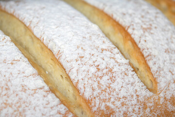 Close up of home made freshly baked bloomer of bread