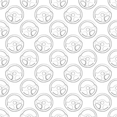 Outline car steering wheel seamless pattern. Simple car steering wheel background design.