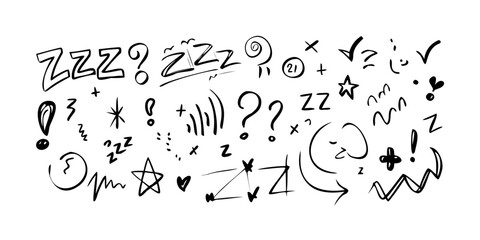 Hand drawn doodle comic style figures with transparent background