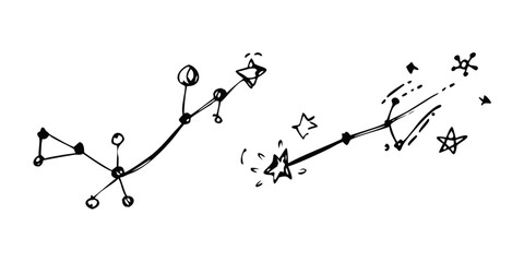 Hand Drawn Constellations with Stars and Celestial Elements