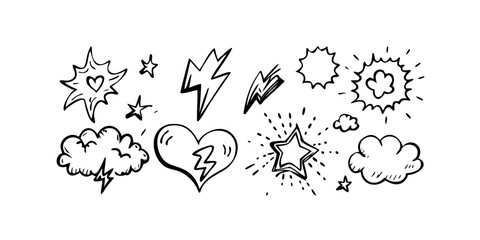 Hand Drawn Comic Sound Effect Icons explosion starburst