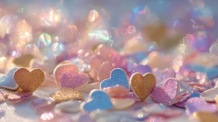 Fototapeta premium Glittering heart shapes abstract background