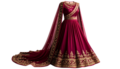 Premium Wedding Lehenga in Royal Red on Fixed Mannequin