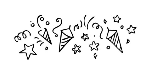 Hand Drawn Celebration Confetti Icons with Transparent Background