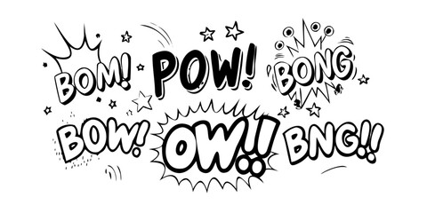 Dramatic Comic Doodle Effect White Lines vector