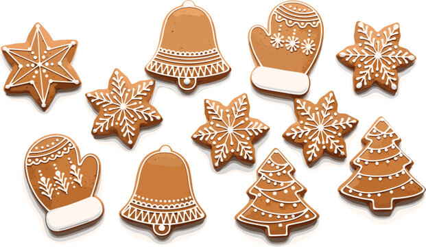 Gingerbread Cookie Assortment in Festive Holiday Shapes.