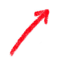 Red hand-drawn arrow pointing diagonally upwards and right, symbolizing growth, progress, and success on a transparent background