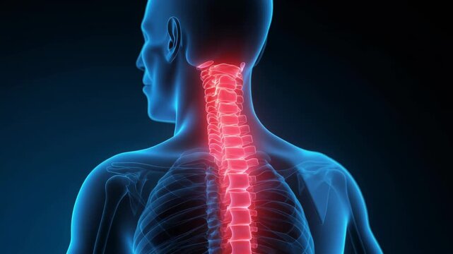 Human Neck Anatomy, Pain Relief, Spinal Health Visualization, Medical Illustration