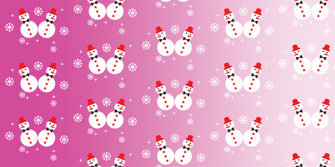 Cute Snowman Christmas Seamless pink Background. Cute Snowman Winter Holiday Repeating Pattern. Snowman Pattern Decorative Background


