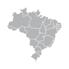 Brazil Map with States - Vector Outline Silhouette