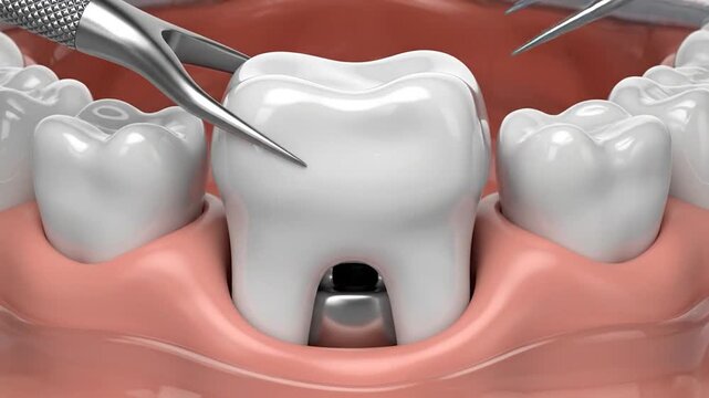 Dental implant crown placement 4k video