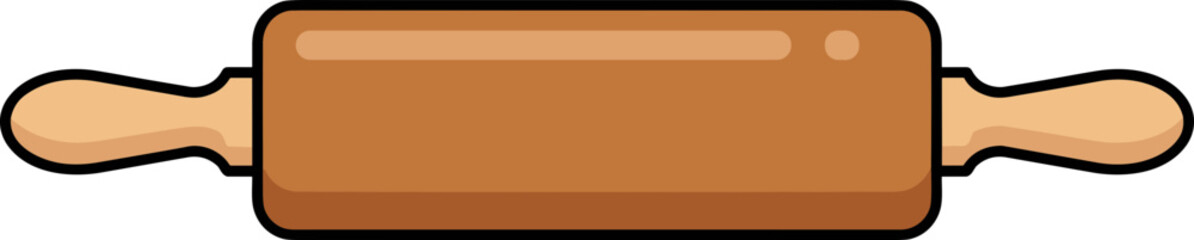 Stylized icon design of a wooden rolling pin for baking and pastry making needs