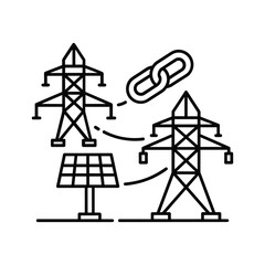 Renewable energy connection concept with solar panel and pylon