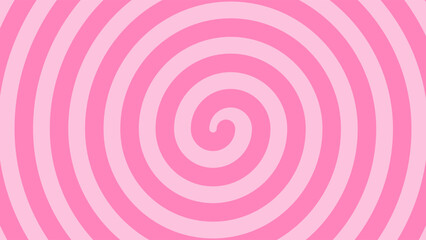 Candy swirl background with pink spiral pattern. Sweet lollipop cream texture in pastel colors. Retro radial design with hypnotic twist effect.