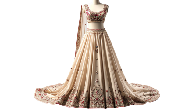 Royal Red Bridal Ensemble on Elegant Display Form