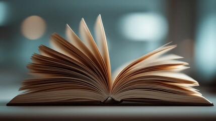 Open book with pages fanned inviting readers into stories knowledge and creative inspiration