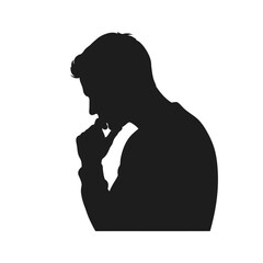 Minimalist Silhouette Man Thinking Deeply About Problems or Taking Decisions Illustration