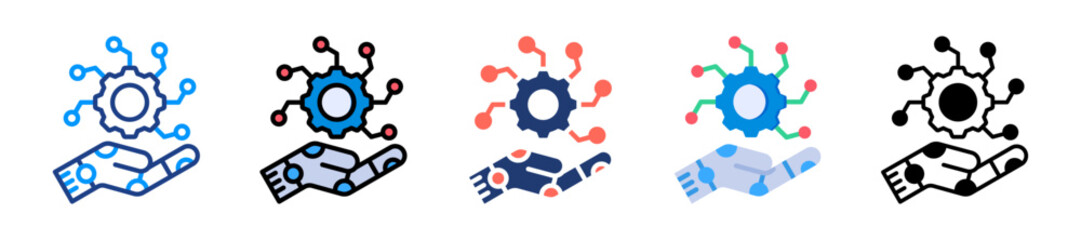Robotic Process Icon Sheet Multiple Style Collection 