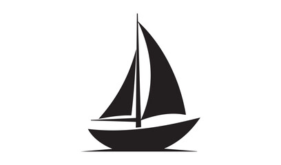 Fototapeta premium Simple black silhouette of a sailboat on a white background