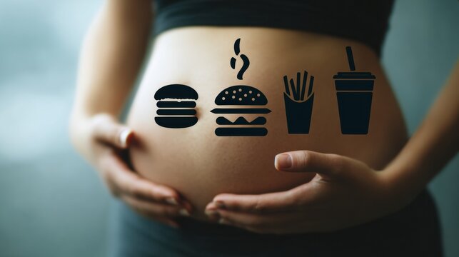Belly Squeezing as Fast Food Silhouettes Create a Tempting Visual at a Casual Location - Powered by Adobe