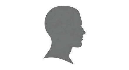 Classic Male Head Profile Silhouette Grey Isolated on White Background
